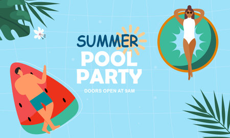 Summer pool party invitation illustrationのイラスト素材