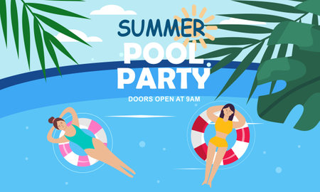 Summer pool party invitation illustrationのイラスト素材