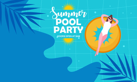 Summer pool party invitation illustrationのイラスト素材