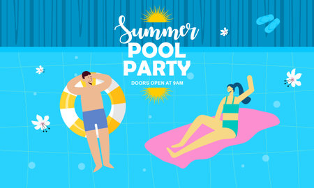 Summer pool party invitation illustrationのイラスト素材