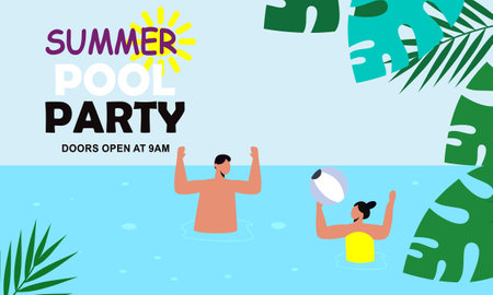 Summer pool party invitation illustrationのイラスト素材