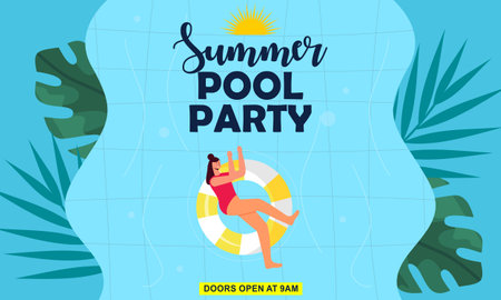 Summer pool party invitation illustrationのイラスト素材