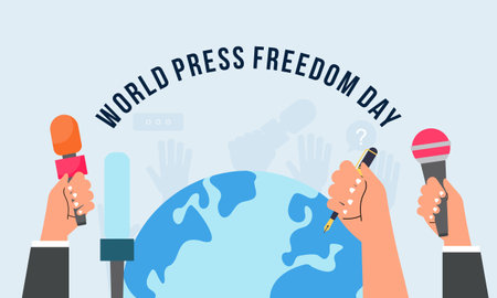 Flat design world press freedom day illustrationのイラスト素材