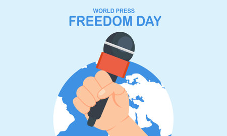 Flat design world press freedom day illustrationのイラスト素材