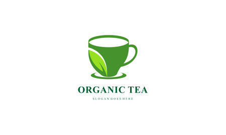 Organic green tea logo vectorのイラスト素材