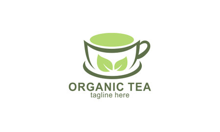 Organic green tea logo vectorのイラスト素材