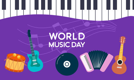 World music day with musical instruments vectorのイラスト素材