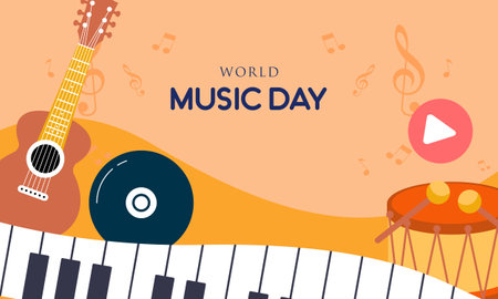 World music day with musical instruments vectorのイラスト素材