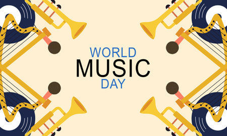 World music day with musical instruments vectorのイラスト素材