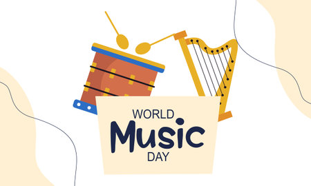 World music day with musical instruments vectorのイラスト素材