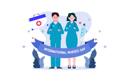 Flat international nurses day illustration vectorのイラスト素材