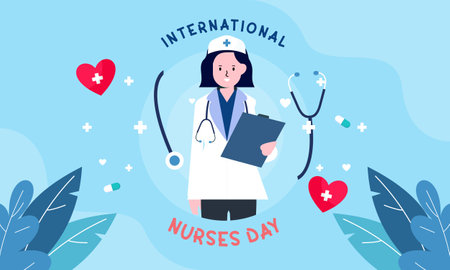Flat international nurses day illustration vectorのイラスト素材