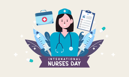 Flat international nurses day illustration vectorのイラスト素材