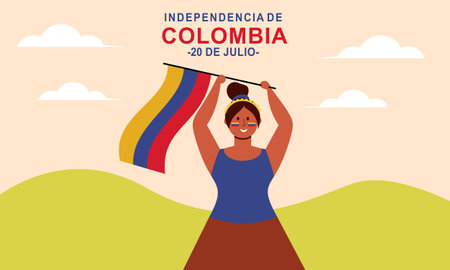 Flat 20 de julio illustration, festivities in Colombiaのイラスト素材
