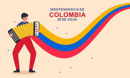 Flat 20 de julio illustration, festivities in Colombiaのイラスト素材