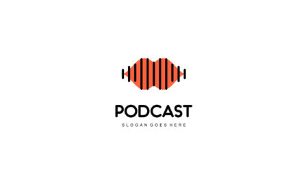 Creative podcast logo design vectorのイラスト素材