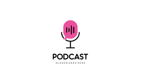 Creative podcast logo design vectorのイラスト素材