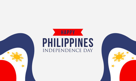 Happy independence day philippines background with philippines flag vectorのイラスト素材
