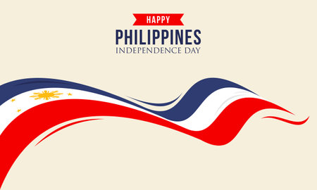 Happy independence day philippines background with philippines flag vectorのイラスト素材