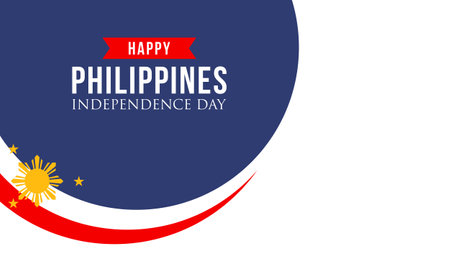 Happy independence day philippines background with philippines flag vectorのイラスト素材