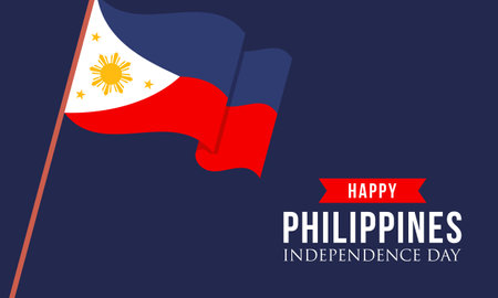 Happy independence day philippines background with philippines flag vectorのイラスト素材