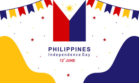 Happy independence day philippines background with philippines flag vectorのイラスト素材