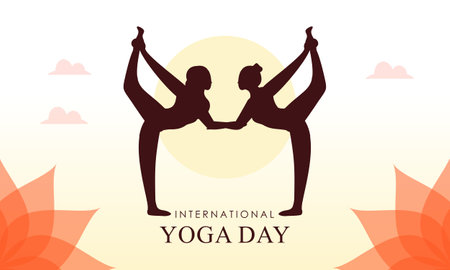International day of yoga illustration. Yoga body postureのイラスト素材