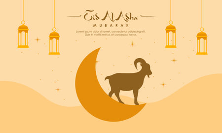 Eid Al Adha Banner Design Vector Illustration. Islamic and Arabic Background for Muslim Community Feのイラスト素材