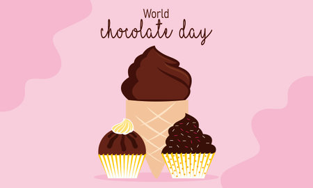Happy world chocolate day illustration with chocolate logoのイラスト素材