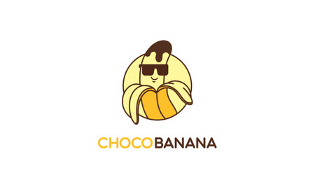 Chocolate banana logo illustration with funny characterのイラスト素材