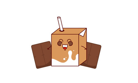Cartoon milk. Asian product. Kawaii anime design. Cartoon styleのイラスト素材