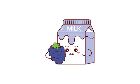 Cartoon milk. Asian product. Kawaii anime design. Cartoon styleのイラスト素材