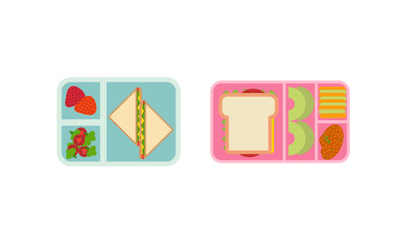 Lunchbox containers with bright content. Lunch Conceptのイラスト素材