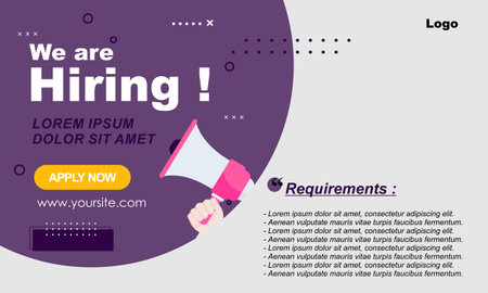 Recruitment advertising template. Digital announcement job vacancies layout. Recruitment Poster, Jobのイラスト素材