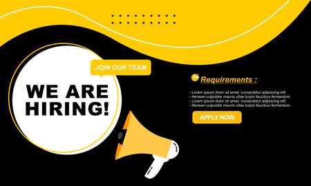 Recruitment advertising template. Digital announcement job vacancies layout. Recruitment Poster, Jobのイラスト素材