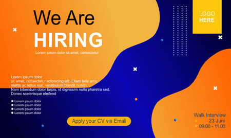 Recruitment advertising template. Digital announcement job vacancies layout. Recruitment Poster, Jobのイラスト素材
