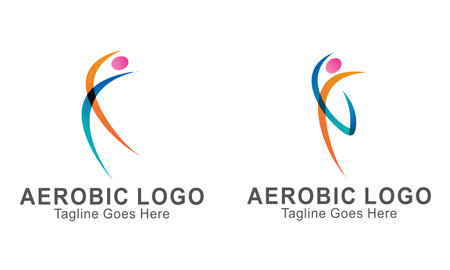 Creative fitness and wellness line style logo designのイラスト素材