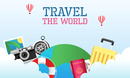 Travel tourism concept with Text Let's Go Travel Message backgroundのイラスト素材