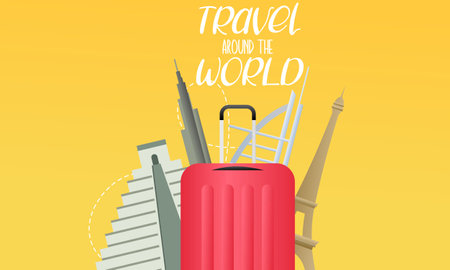 Travel tourism concept with Text Let's Go Travel Message backgroundのイラスト素材