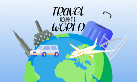 Travel tourism concept with Text Let's Go Travel Message backgroundのイラスト素材