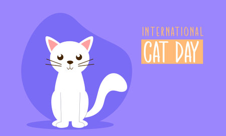 Flat international cat day background vectorのイラスト素材