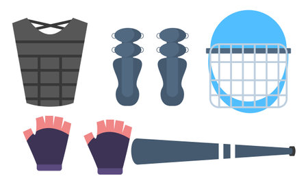 Element of baseball catchers sportswear and batters baseball for competition logoのイラスト素材