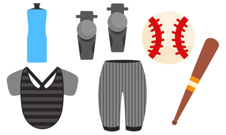 Element of baseball catchers sportswear and batters baseball for competition logoのイラスト素材