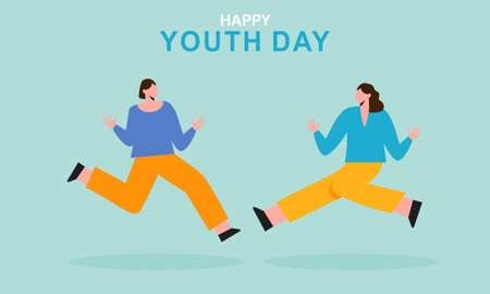 International youth day illustration vectorのイラスト素材