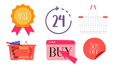 Shopping supermarket store equipment logoのイラスト素材