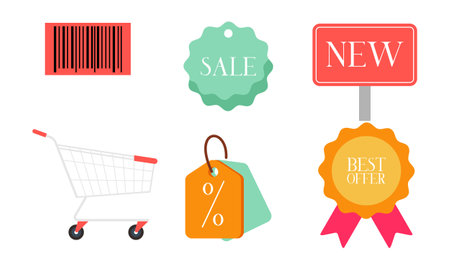 Shopping supermarket store equipment logoのイラスト素材