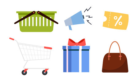 Shopping supermarket store equipment logoのイラスト素材