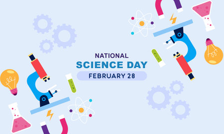 Flat national science day backgroundのイラスト素材