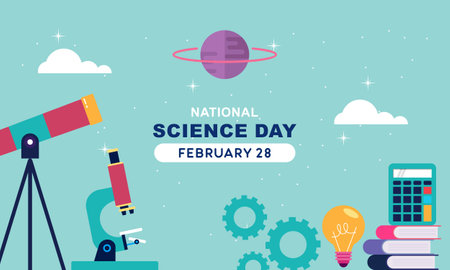 Flat national science day backgroundのイラスト素材