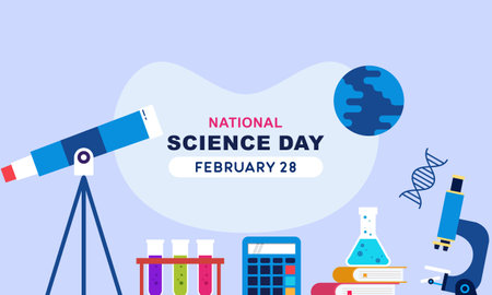 Flat national science day backgroundのイラスト素材
